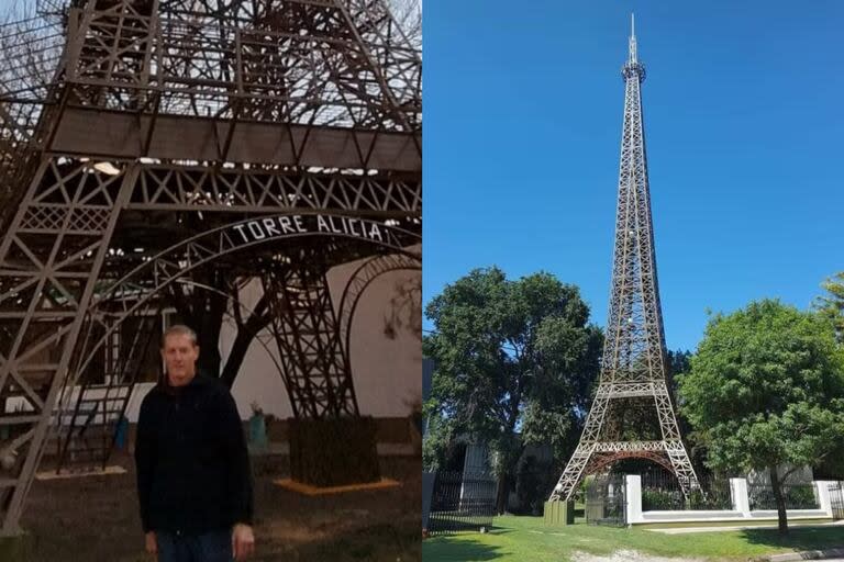 Claudio Marchetti erigió la réplica de la Torre Eiffel en su casa y la bautizó Alicia