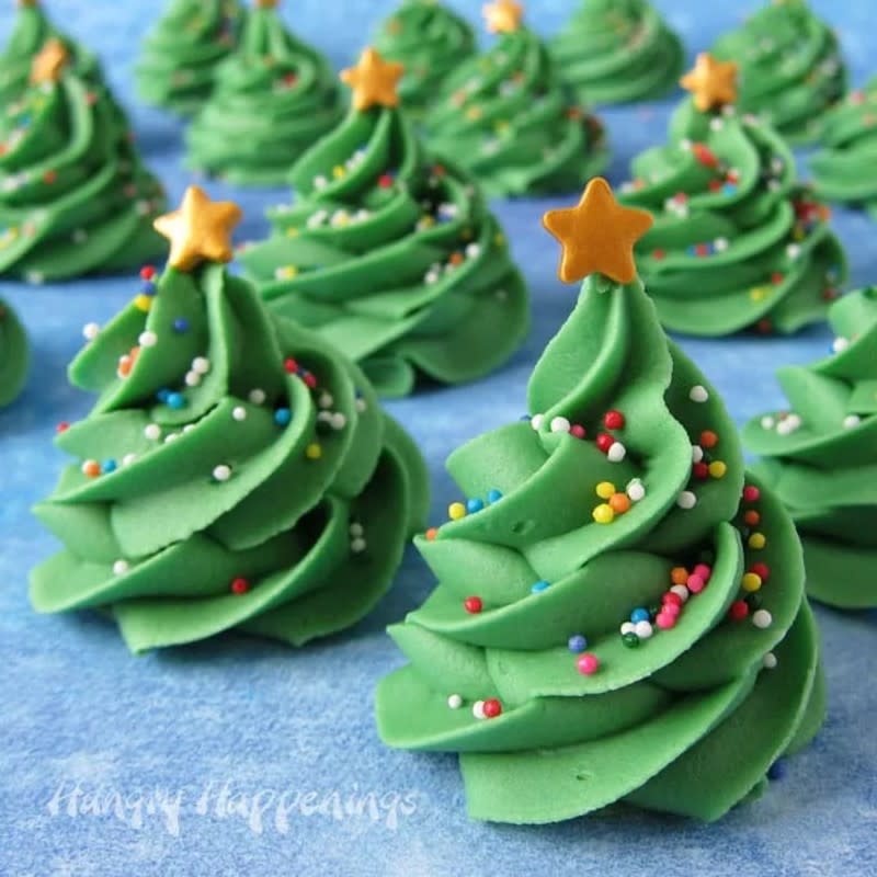 <p>Hungry Happenings</p><p>If you can pipe frosting, you can make these adorable mint-flavored trees.</p><p><strong>Get the recipe: <a href="https://hungryhappenings.com/fudge-christmas-trees/" rel="nofollow noopener" target="_blank" data-ylk="slk:Fudge Christmas Trees;elm:context_link;itc:0;sec:content-canvas" class="link ">Fudge Christmas Trees</a></strong></p>