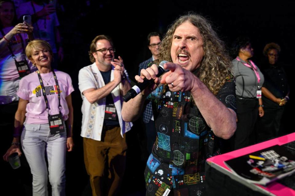 “Weird Al” Yankovic went into the crowd to perform his parody song “Tacky.”