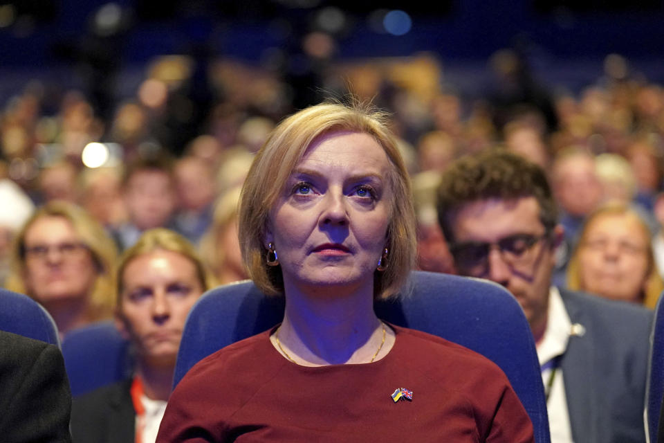 British Prime Minister Liz Truss at the Conservative Party annual conference. The FTSE was down