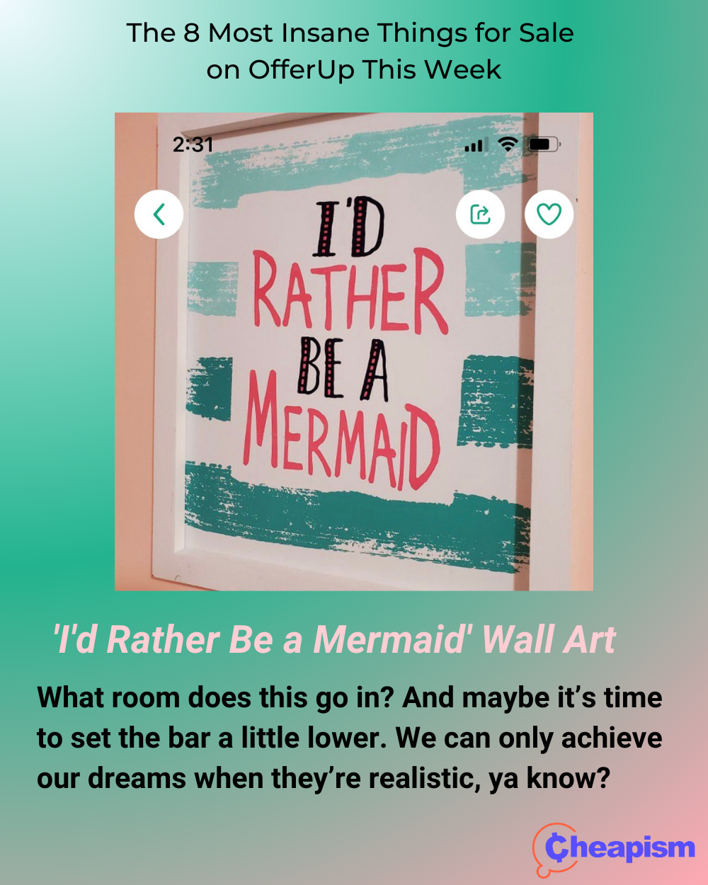 'I'd Rather Be a Mermaid' Wall Art