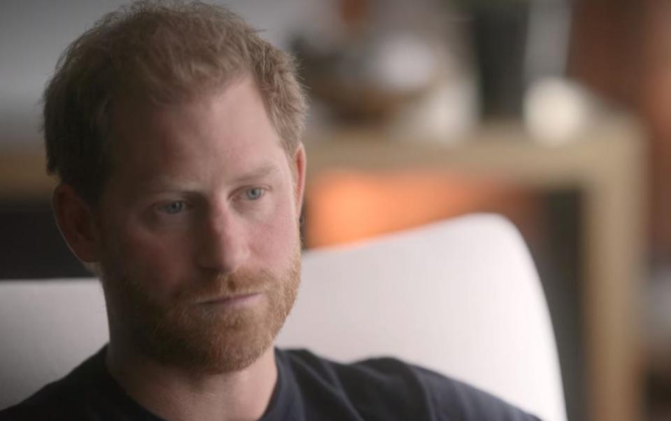 Prince Harry discussing his shame after wearing a Nazi costume (Netflix)