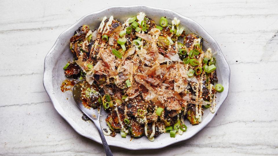 Okonomiyaki-Style Brussels Sprouts