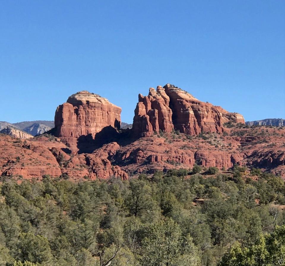 The view of Cathedral Rock from a hiking trail in Red Rock State Park in Sedona.