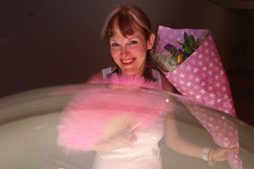 (Original Caption) Portrait of Cynthia Plaster Caster and her work exhibiting at the Threadwaxing Space. The life-casts are from 1968-2000. (Photo by Sion Touhig/Sygma/Sygma via Getty Images)