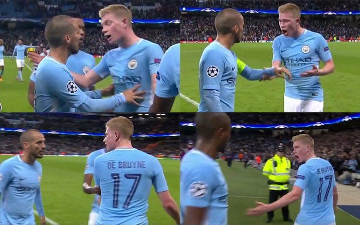 Silva and De Bruyne crossed paths at half time in Man City's Champions League win against Napoli - BT Sport
