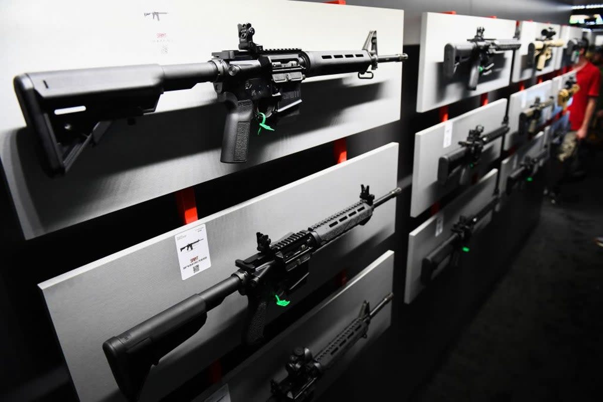 AR-15-style rifles on display (AFP via Getty Images)