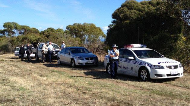 Police at Onkaparinga River National Park this morning, Photo: Jeff Anderson.