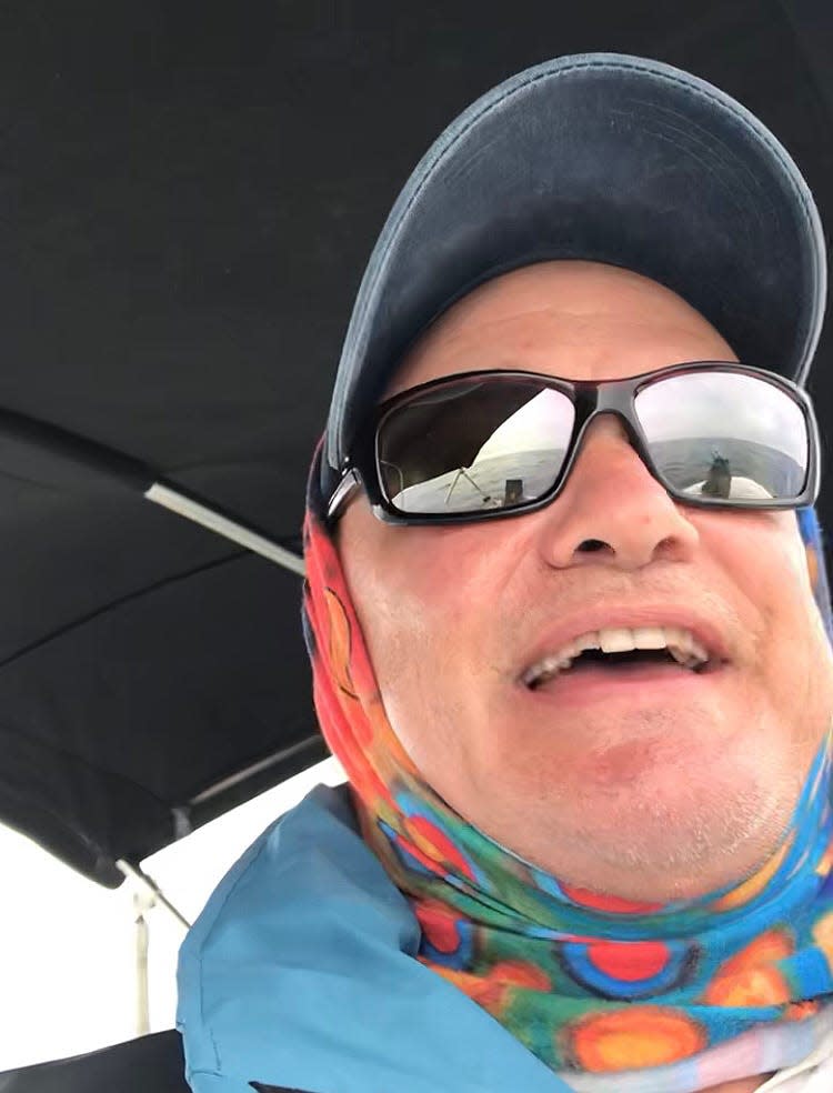 A minke selfie? Tom Zoller took this merry self-portrait during an encounter with a a minke whale off Provincetown on July 19.