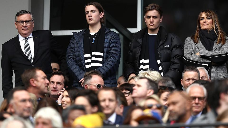 Eddie McGuire is pictured here with his family members at the 2018 AFL Grand Final.