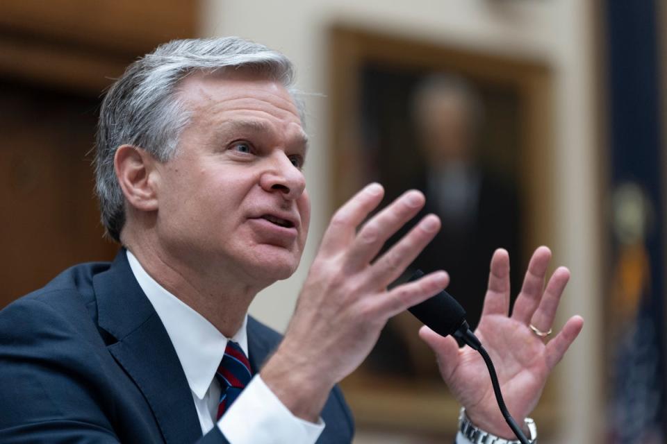 Christopher Wray testified in front of a House Judiciary Committee on Wednesday (AP)