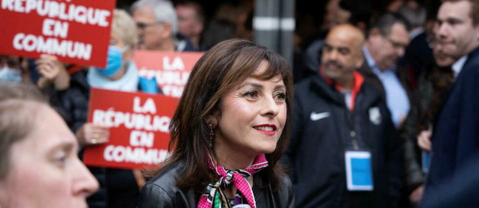 Carole Delga à Toulouse, lors d'un rassemblement contre l'extrême droite, le 21 avril 2022.
