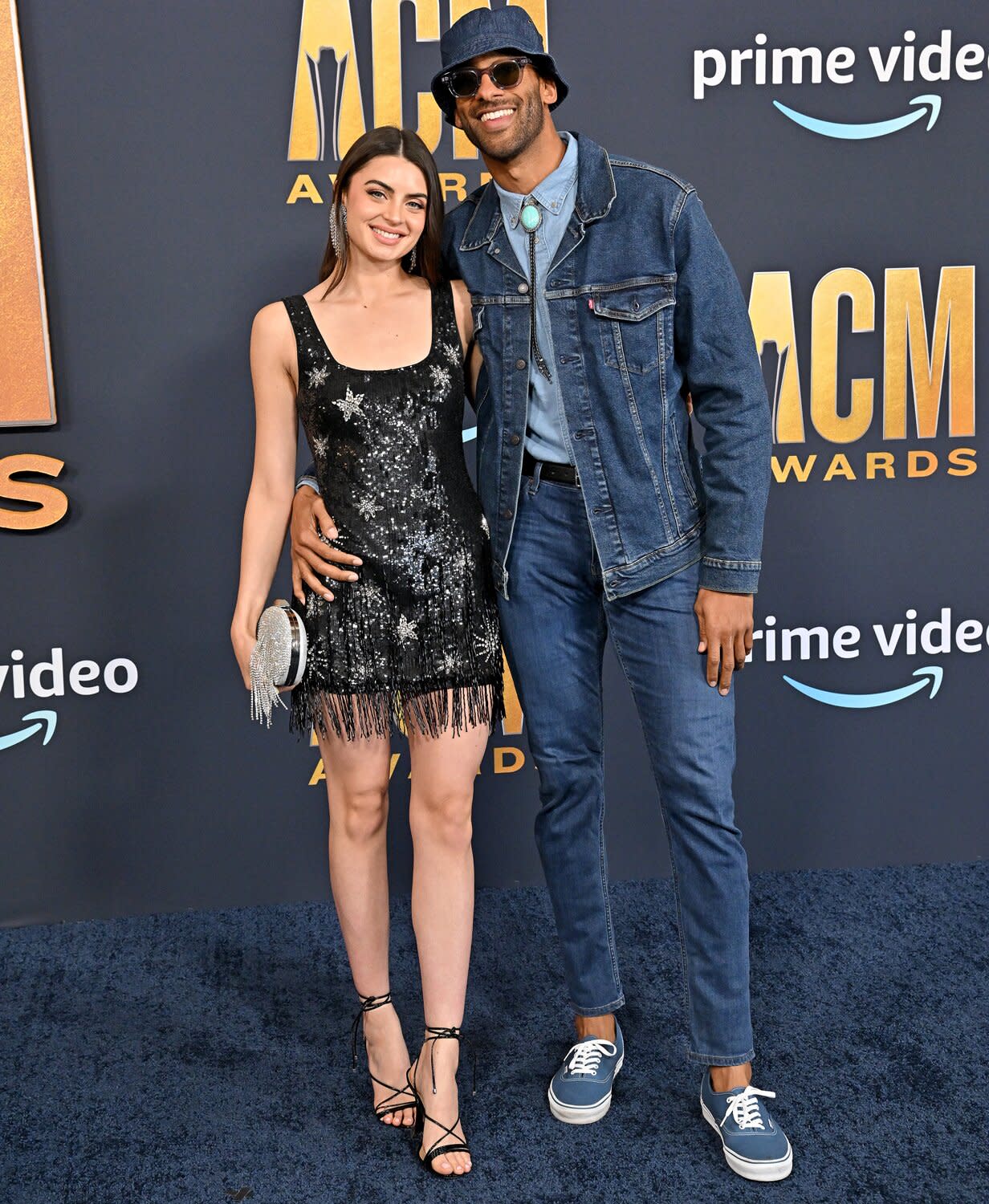 Rachael Kirkconnell and Matt James attend the 57th Academy of Country Music Awards on March 07, 2022 in Las Vegas, Nevada