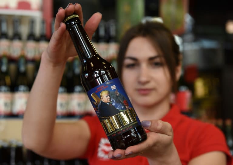 Ukrainian craft brewer Pravda bottles a beer labelled Trump "President of the Divided States of America"