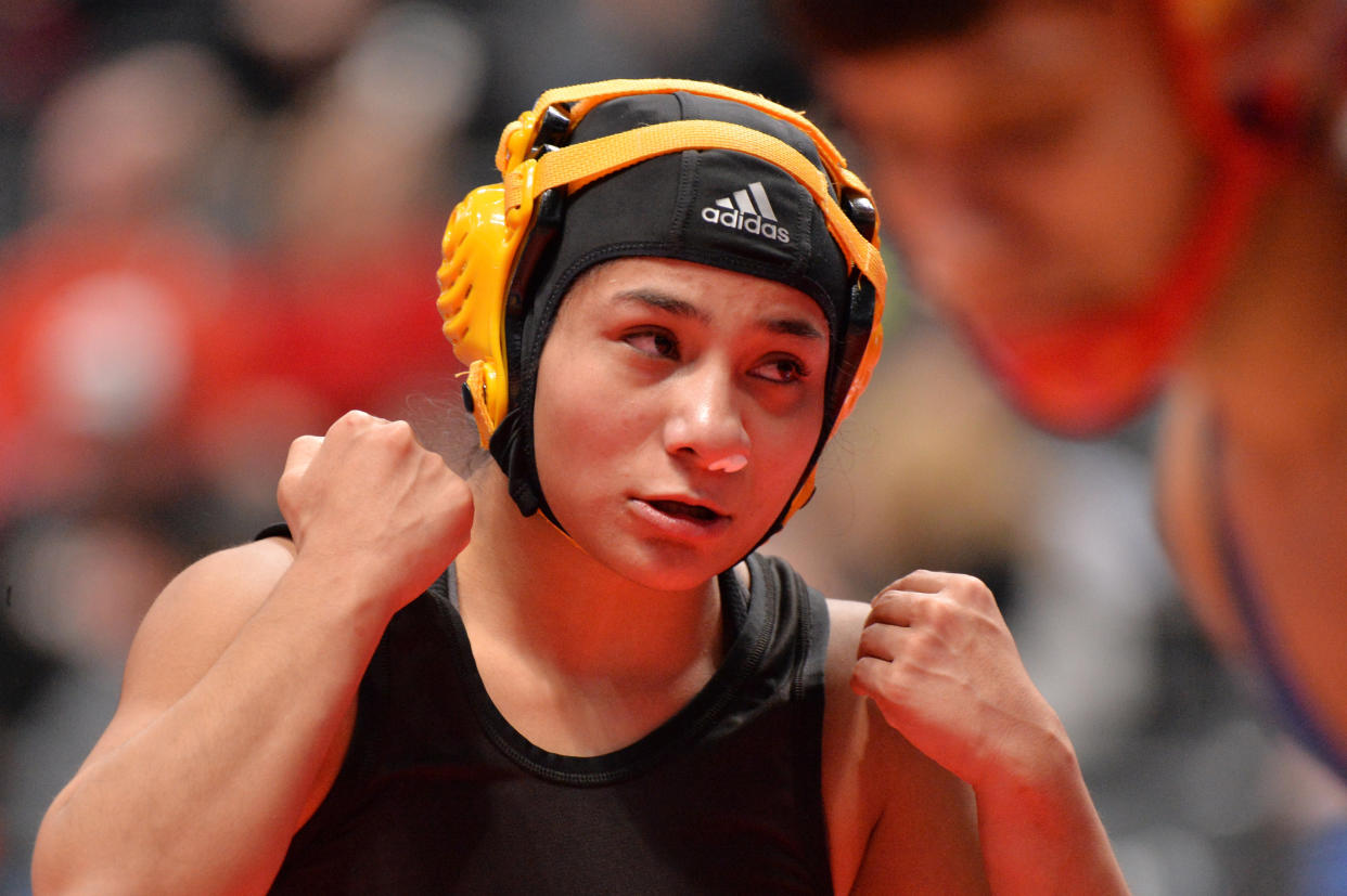 Angel Rios was one of two female wrestlers who placed in the Colorado state tournament for the first time. 