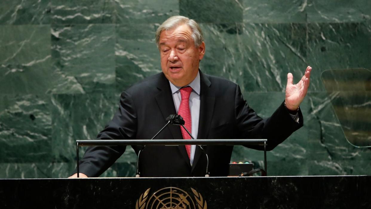 Der Generalsekretär der Vereinten Nationen, Antonio Guterres, spricht während 76. Generaldebatte der UN-Vollversammlung.