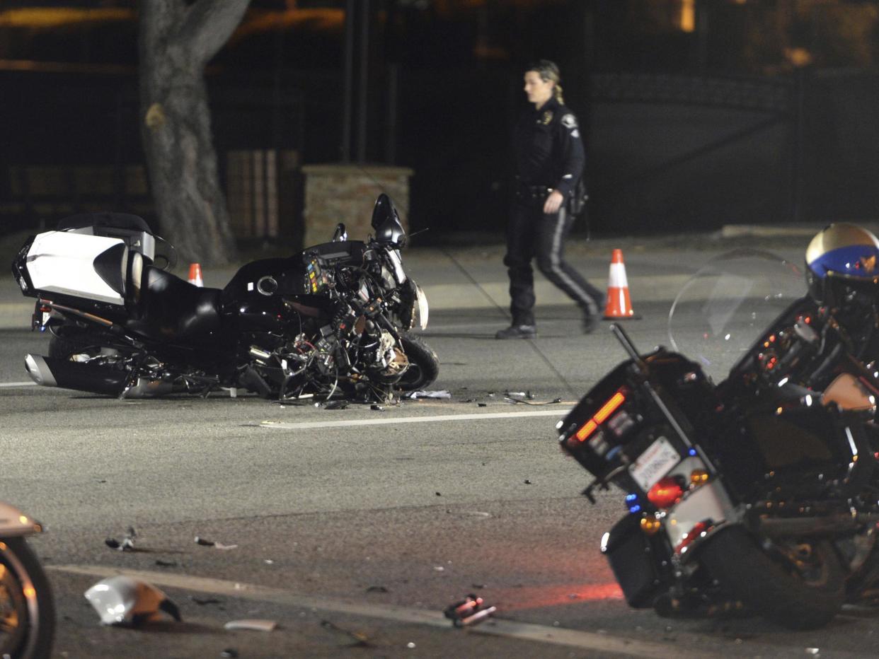 A highway patrol officer who was part of a motorcade accompanying Canadian Prime Minister Justin Trudeau was taken to hospital after the crash: Ryan Remiorz/Associated Press