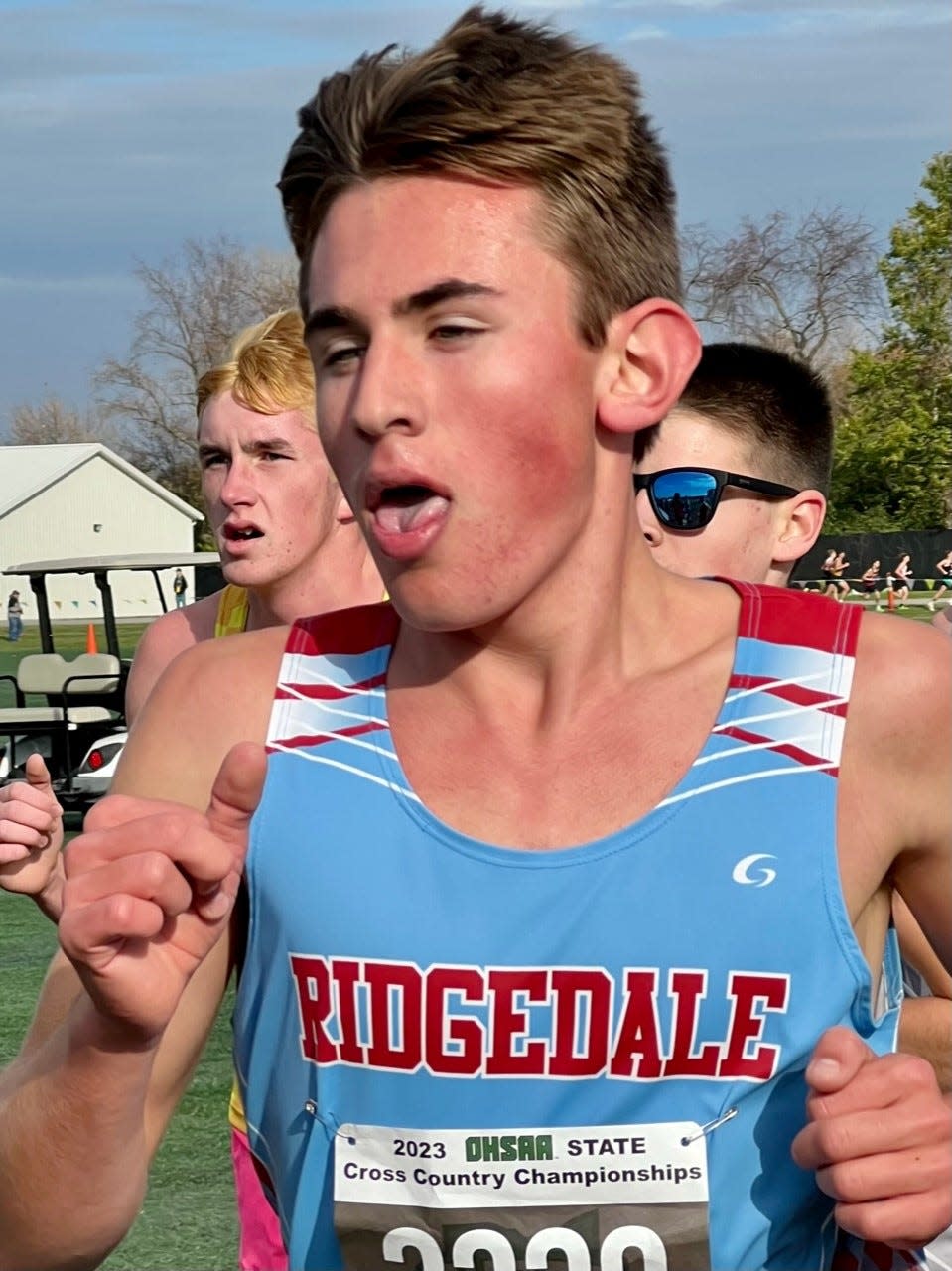 Ridgedale's Brogan Weston runs in the Division III boys cross country state championships at Fortress Obetz. He was 46th in 16:49 in his first trip to the state meet.