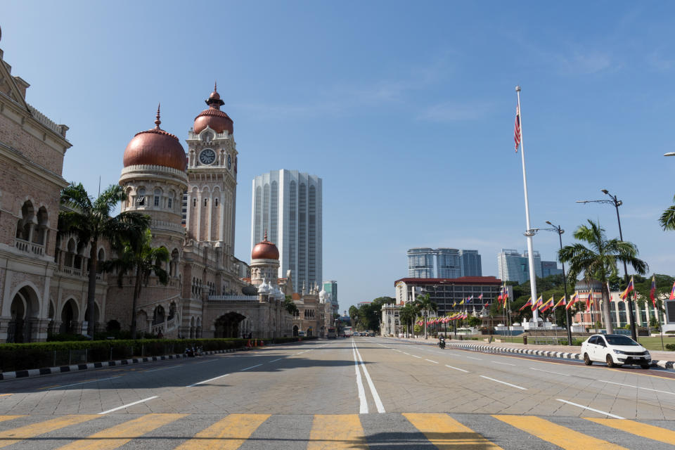 Empty streets seen outside Kuala Lumpur's Merdeka Square on 18 March 2020. On normal days, the area would be packed with buses and tourists. (PHOTO: Fadza Ishak for Yahoo Malaysia)