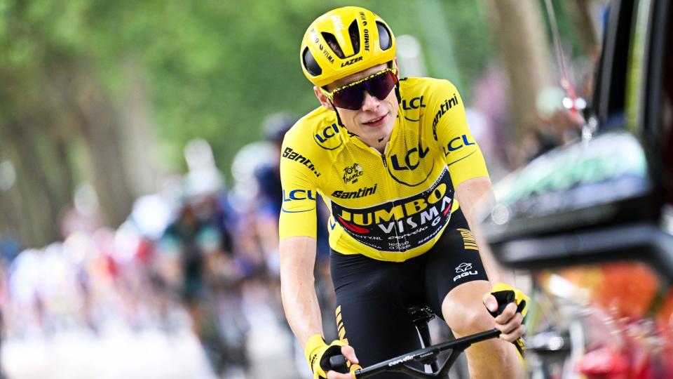 Jonas Vingegaard riding at the Tour de France