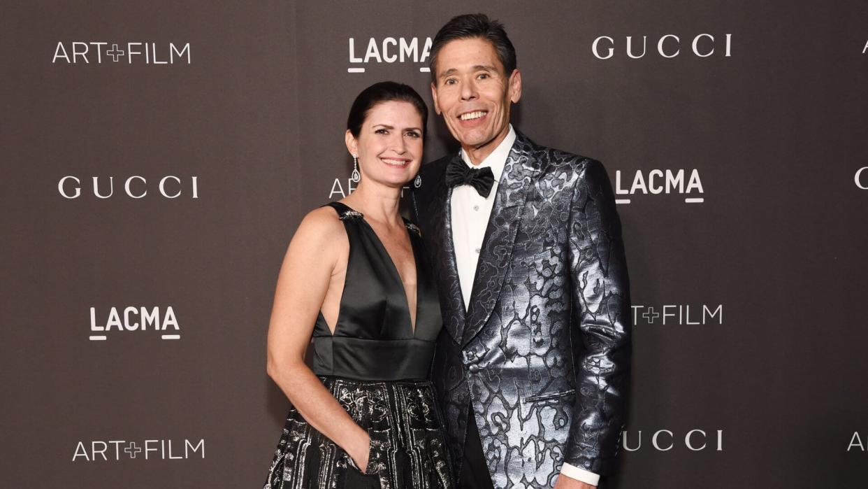 LOS ANGELES, CALIFORNIA - NOVEMBER 02: (L-R) Gail Groenwoldt and Jeffery Yabuki attend the 2019 LACMA Art + Film Gala Presented By Gucci at LACMA on November 02, 2019 in Los Angeles, California.