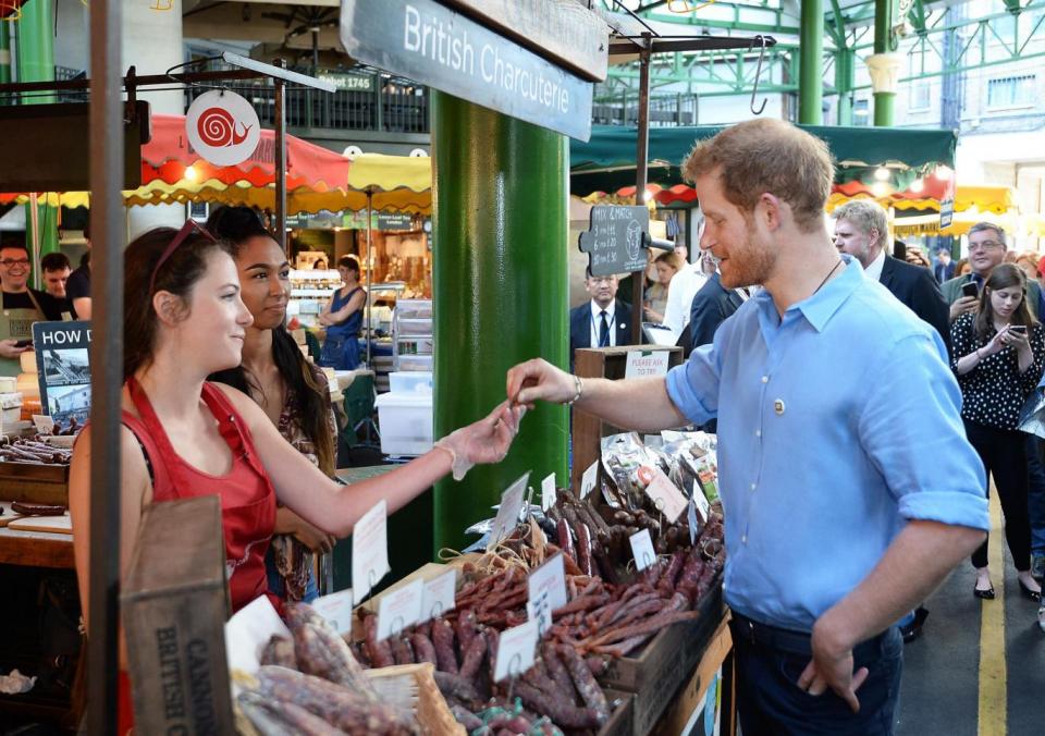 Pince Harry visits Borough Market as it reopens after the June 4 terrorist attack (John Stillwell/PA )