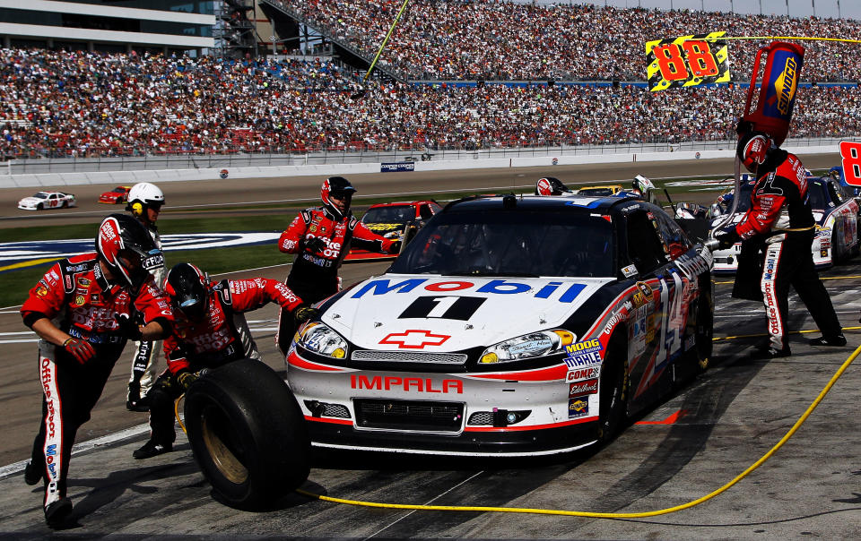 LAS VEGAS, NV - MARCH 11: Tony Stewart, driver of the #14 Mobil 1/Office Depot Chevrolet, pits during the NASCAR Sprint Cup Series Kobalt Tools 400 at Las Vegas Motor Speedway on March 11, 2012 in Las Vegas, Nevada. (Photo by Tom Pennington/Getty Images)