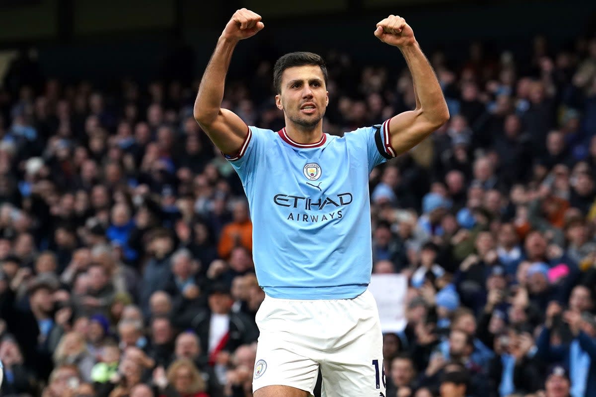 Rodri scored the opener as Manchester City beat Aston Villa (Martin Rickett/PA) (PA Wire)