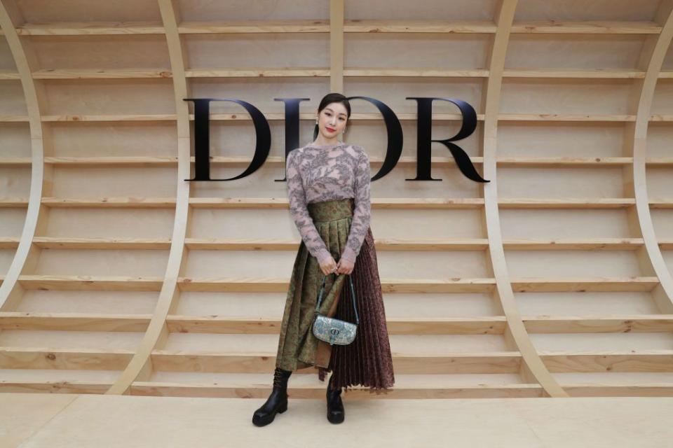 SEOUL, SOUTH KOREA - APRIL 30: (EDITORS NOTE: This image has been retouched) Skater Yuna Kim attends the DIOR Show Prefall 2022 photocall at Ewha Women's University on April 30, 2022 in Seoul, South Korea. (Photo by Myunggu Han/Getty Images for Dior)