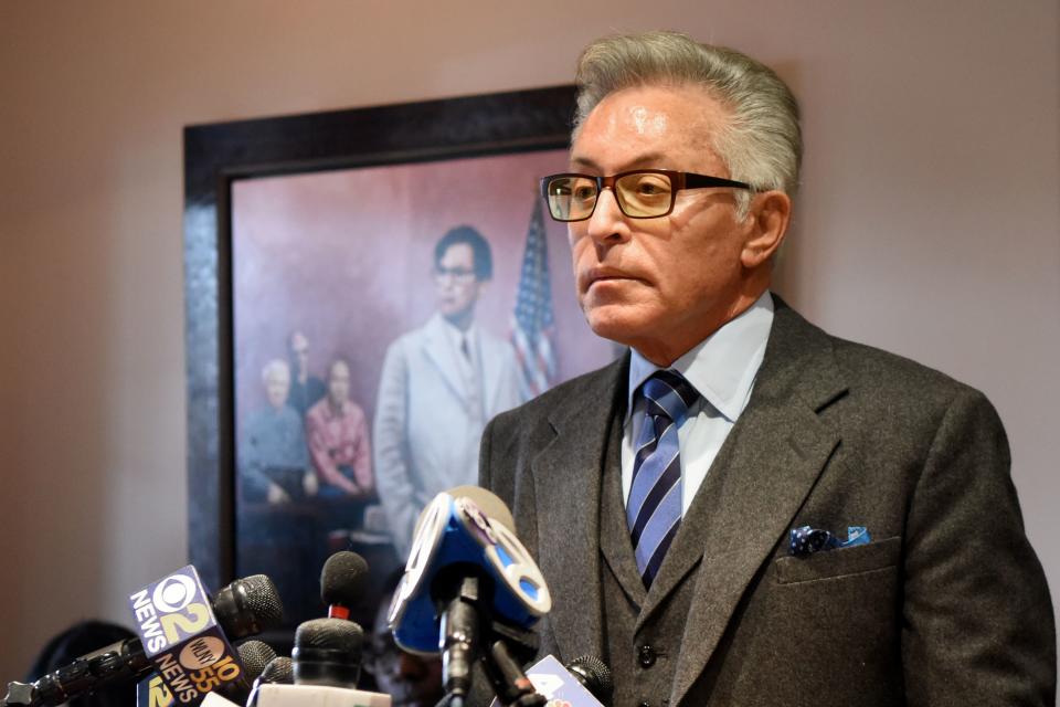 Attorney Michael Maggiano, who filed the first class-action lawsuit against HealthPlus, held a press conference with his clients Mahogany Clifton of Paterson, Cristal Irons of Newark, and Juan Arenas of Jersey City, accompanied by his wife Blanca, on Wednesday, January 2, 2019. All three patients had shoulder surgery at HealthPlus in Saddle Brook and were notified that they may have been exposed to blood borne pathogens, including HIV and hepatitis.
