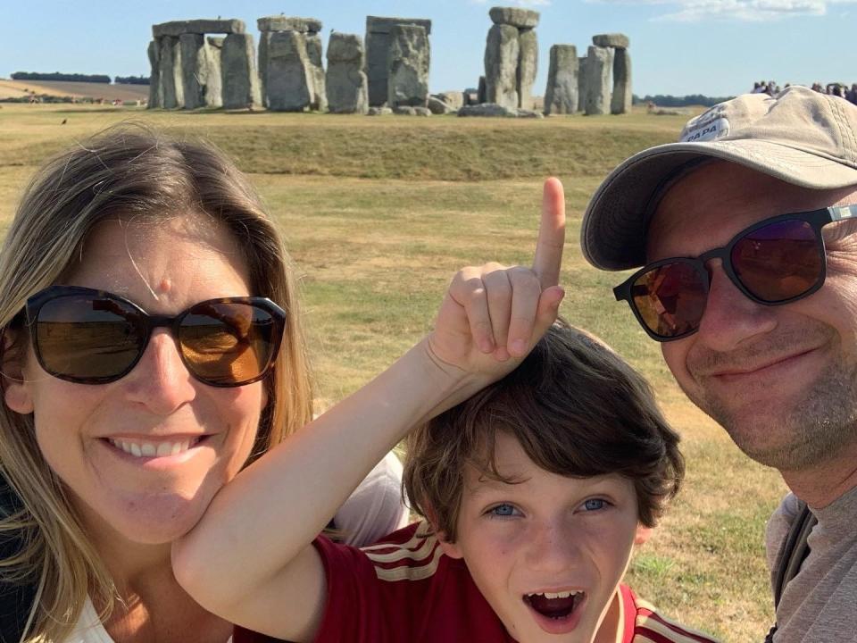 Eli Karplus and his family at the Stonehedge in Salisbury, UK.