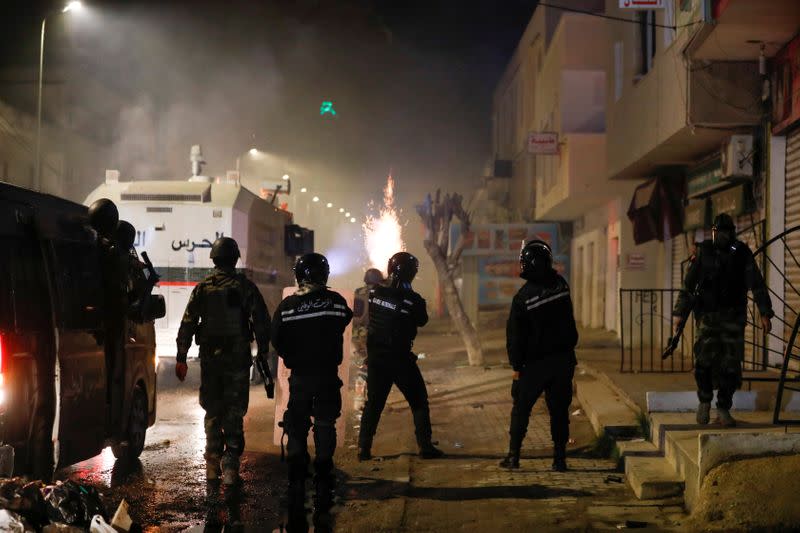 FILE PHOTO: Anti-government protests in Tunis