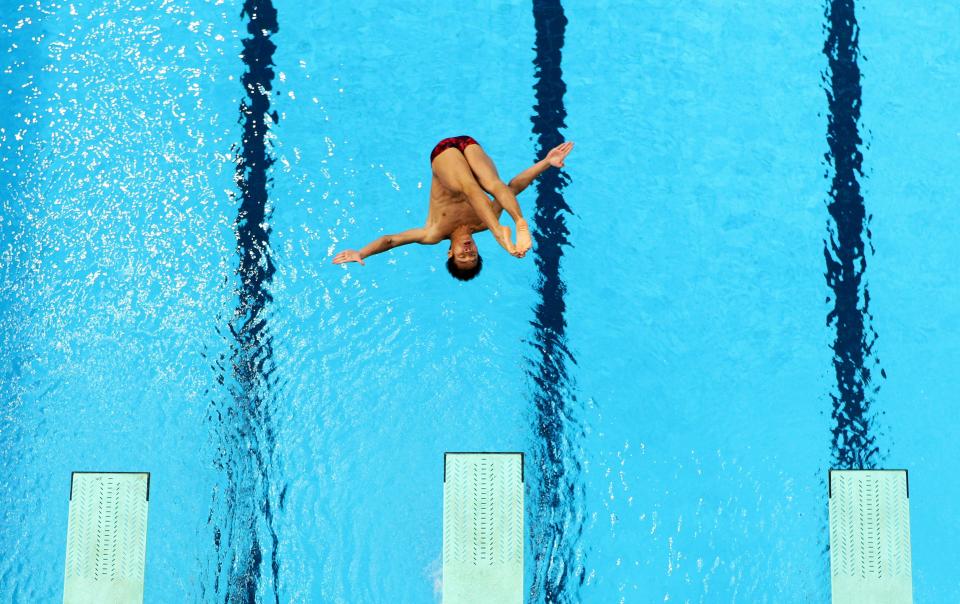 DELHI, INDIA - OCTOBER 11: Alexandre Despatie of Canada competes in the Men's 3m Springboard Preliminary at Dr. S.P. Mukherjee Aquatics Complex during day eight of the Delhi 2010 Commonwealth Games on October 11, 2010 in Delhi, India. (Photo by Matt King/Getty Images)