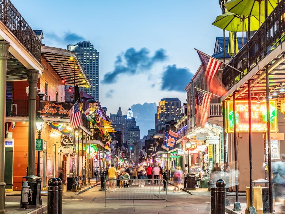 The French Quarter, downtown New Orleans.