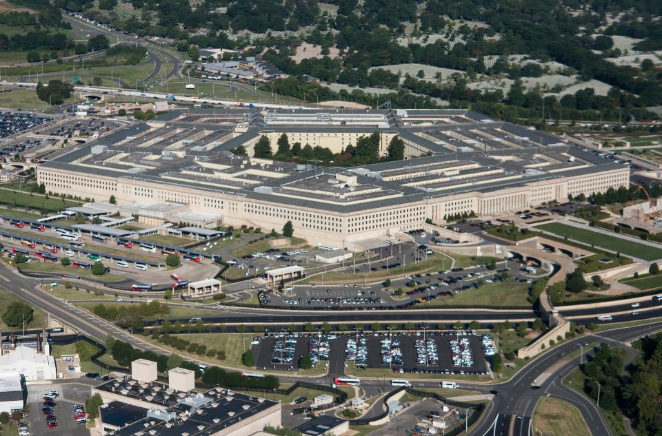 Aerial view of the Pentagon building.