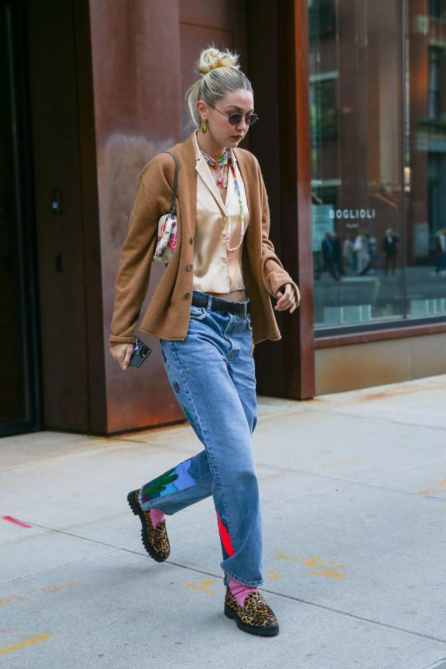 Gigi Hadid's Smiley Face Patch Jeans Are Super Easy to DIY — Get the Look  for Under $5