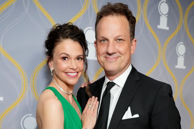 <p>Kevin Mazur/Getty</p> Sutton Foster and Ted Griffin at the 75th Annual Tony Awards
