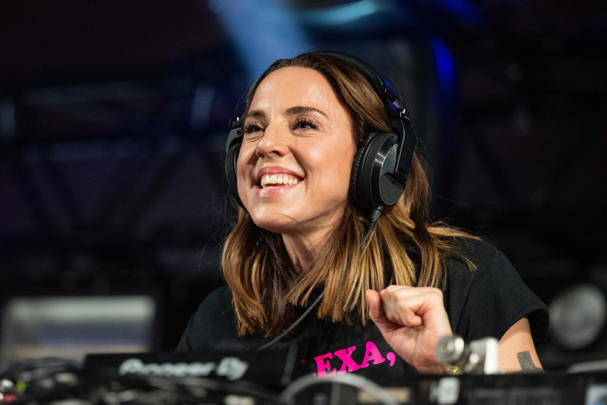 Mel C plays a DJ set on the William's Green Stage during day two of Glastonbury Festival at Worthy Farm, Pilton on June 23, 2022 in Glastonbury, England. (Photo by Harry Durrant/Getty Images)