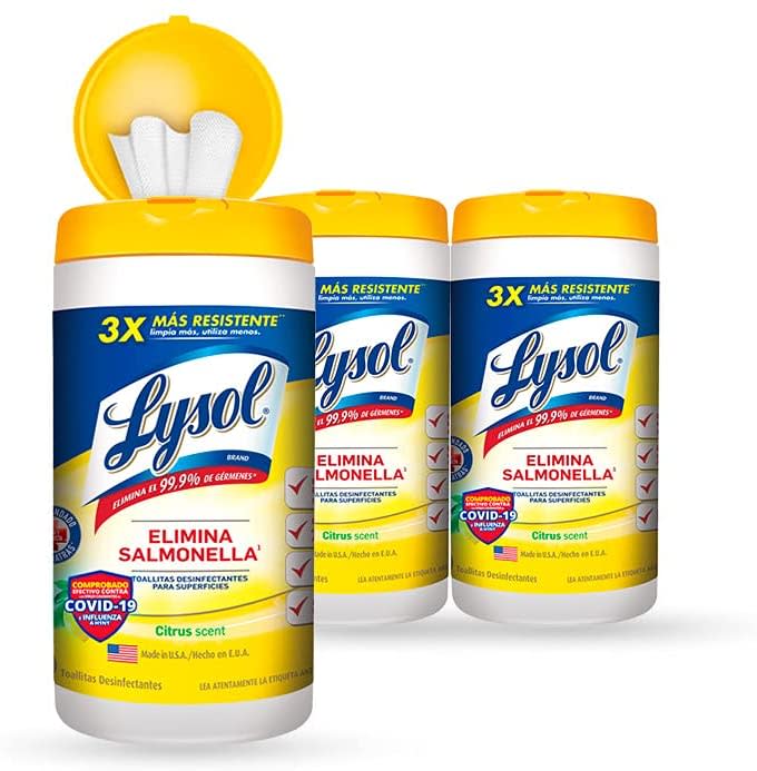 Lysol Toallitas Desinfectantes, Limon, 240 Toallitas/Amazon.com.mx