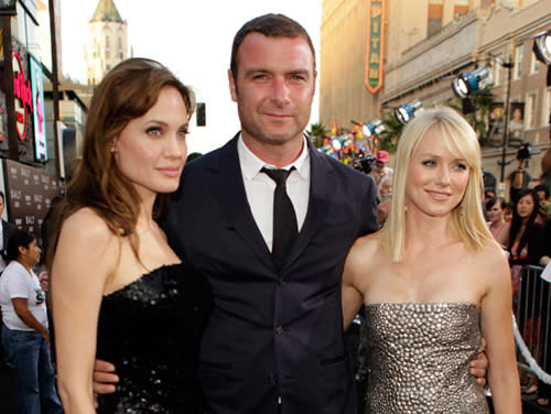 <p>Co-stars Angelina Jolie and Liev Schreiber attend the premiere with Liev's partner Naomi Watts</p>