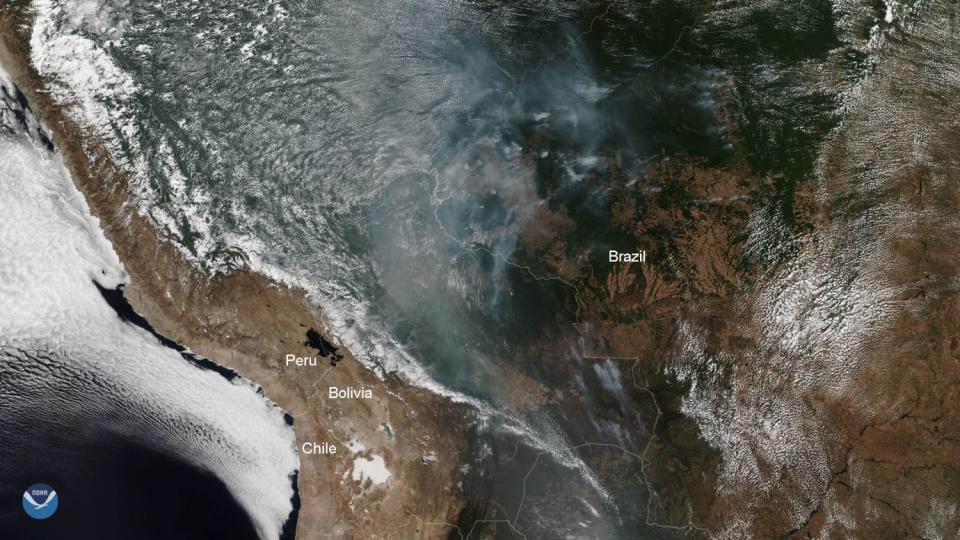 Los incendios en la selva amazónica vistos desde el espacio | imagen NOAA