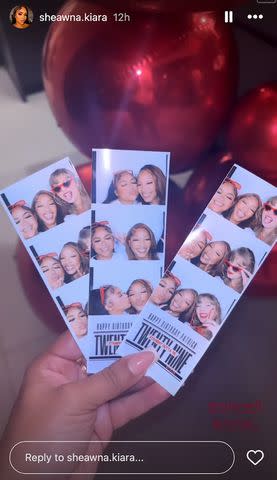 <p>sheawna kira/instagram</p> Taylor Swift poses for photo booth pictures with WAGS