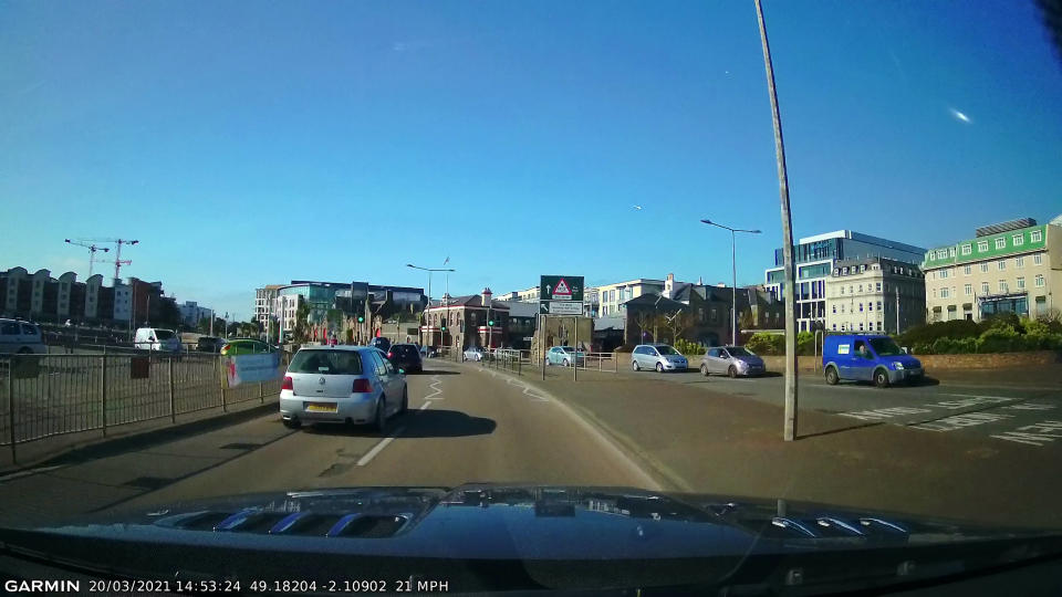 The meteor was captured on a dash cam over Jersey in the Channel Islands.  (SWNS)