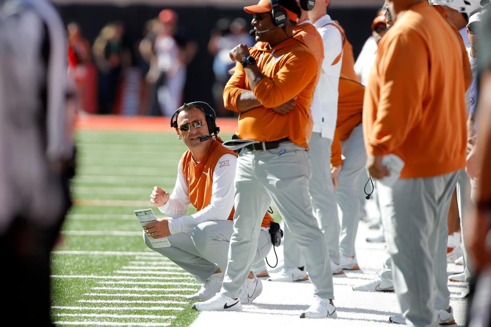 Texas Longhorns head coach Steve Sarkisian during last season's game against Oklahoma State at Boone Pickens Stadium in Stillwater, Oct. 22. Oklahoma State won 41-34.