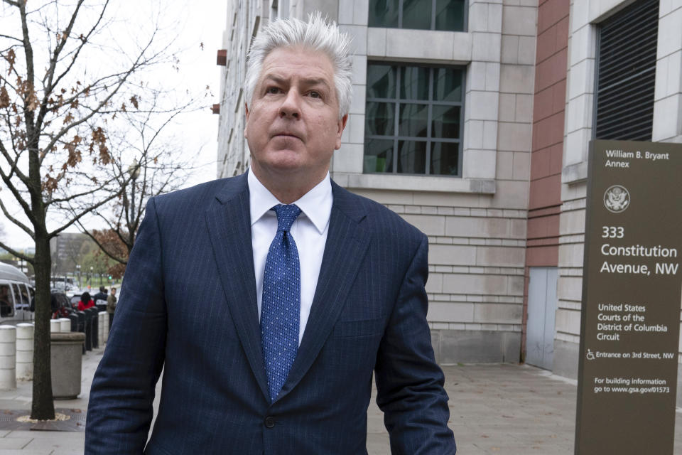 FILE - M. Evan Corcoran, an attorney for former President Donald Trump, leaves federal court in Washington, Friday, March 24, 2023. Corcoran was back in court after being ordered to answer questions before a grand jury investigating the possible mishandling of classified documents at the former president's Florida estate. (AP Photo/Jose Luis Magana, File)