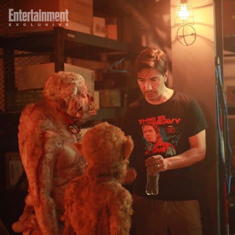 <p>Kate Bosworth/IFC Films</p> (L-R) William Granillo, Trevor Wright, and Justin Long on 'V/H/S/Beyond' segment, 'Fur Babies'