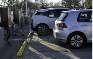 BMW i3 and Volkswagen e-Golf electric cars using Combined Charging System (CCS) DC fast charging