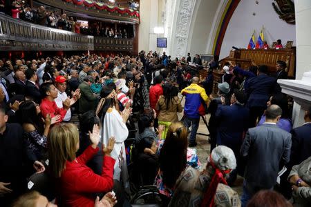 General view of a session of the National Constituent Assembly during swearing in ceremony for newly elected governors at Palacio Federal Legislativo, in Caracas, Venezuela October 18, 2017. REUTERS/Marco Bello