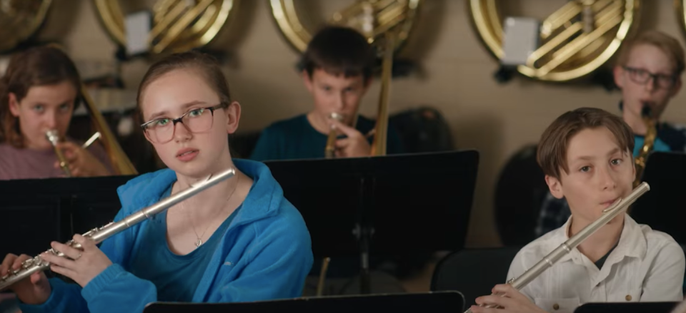 Bay View Middle School student Marek Somerville, 12, in the Super Bowl LVIII Bellin Health commercial.
