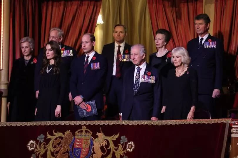 Birgitte, Duchess of Gloucester, Catherine, Princess of Wales, Prince William, Duke of Cambridge, King Charles III, Prince of Wales, Queen Camila, Ann